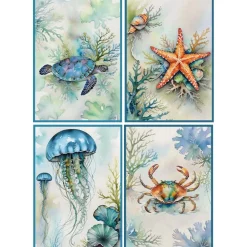 Strofinacci 50x70 Cucina Ocean | Kit 4 Pezzi 100% Cotone