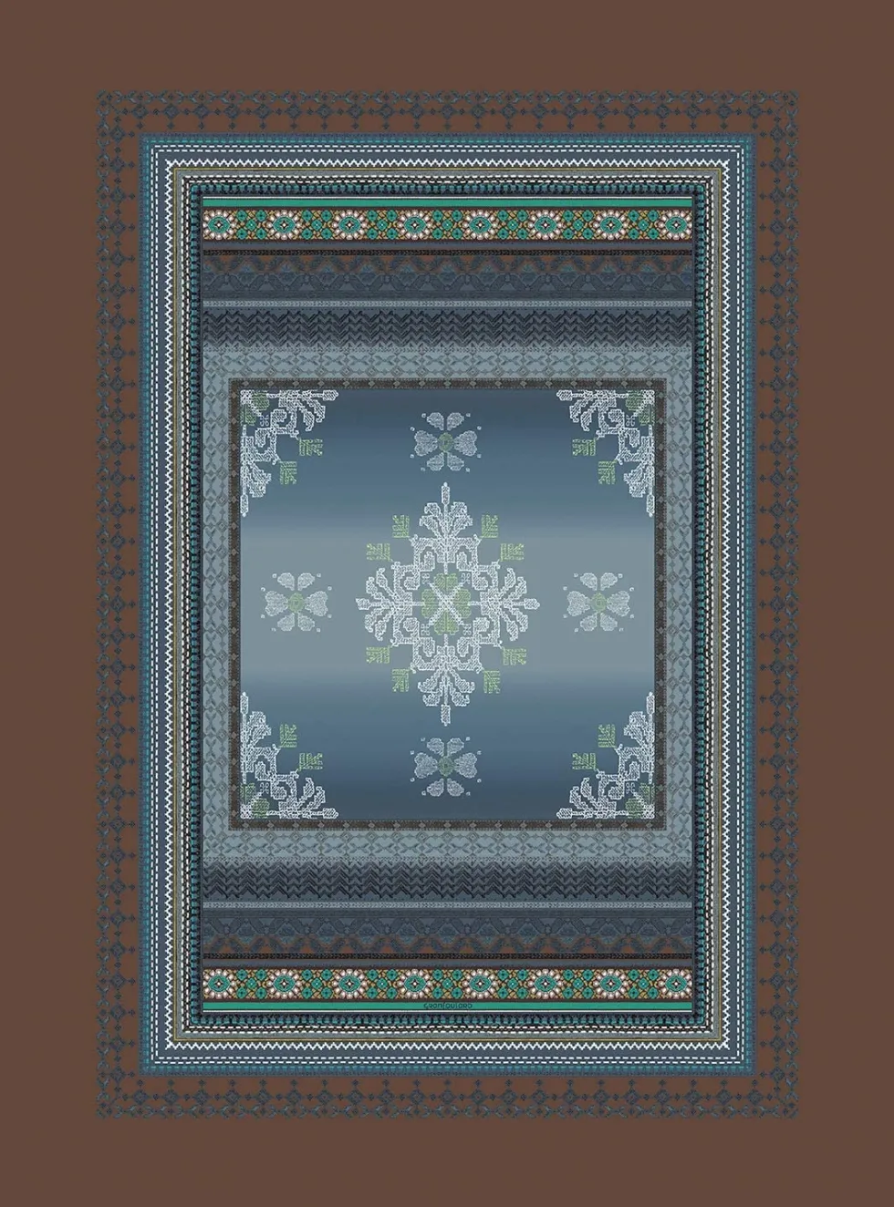 Tappeto arredo Bassetti Granfoulard Olbia B1 blu antiscivolo 150x220