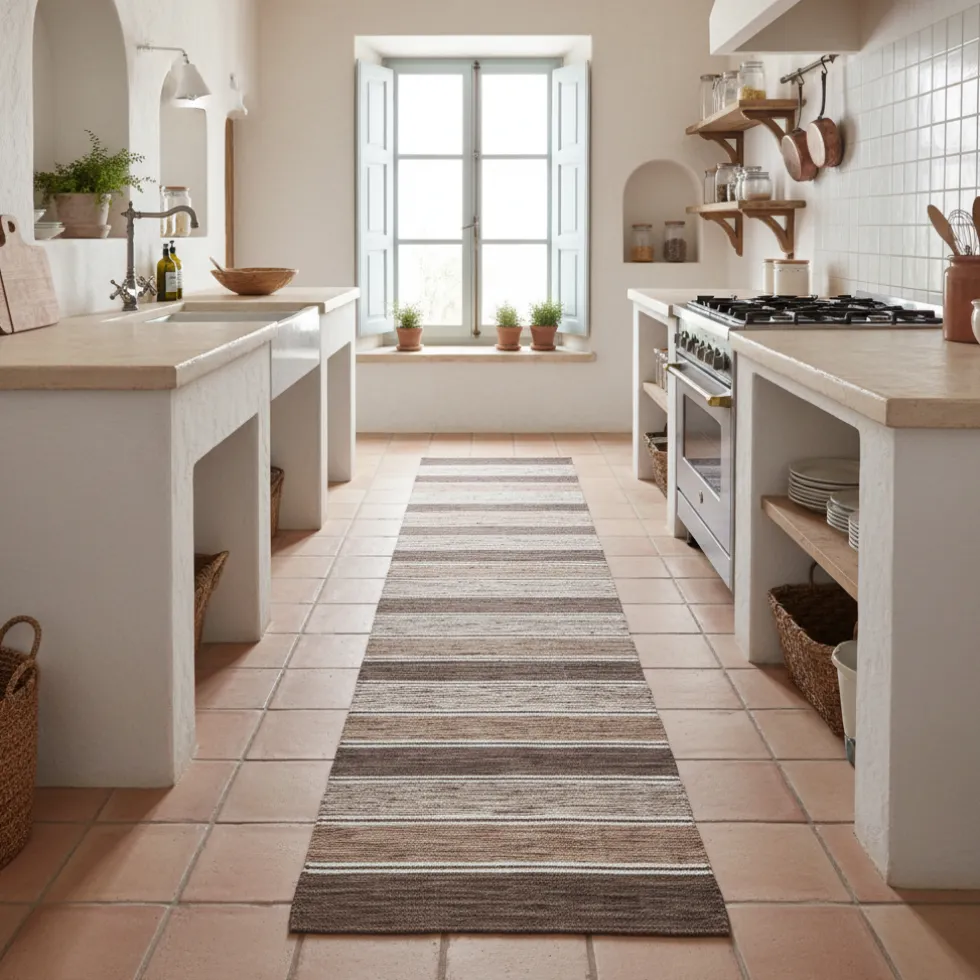 Tappeto arredo multiuso 55x240 antiscivolo Gourmet a righe marrone