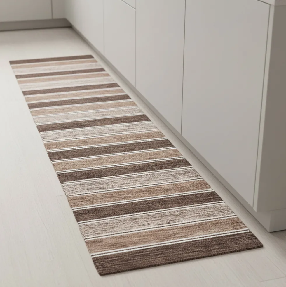 Tappeto arredo multiuso 55x240 antiscivolo Gourmet a righe marrone
