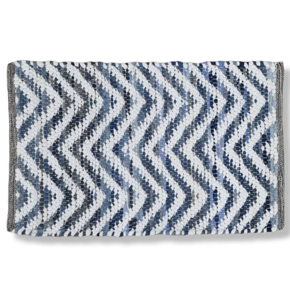 Tappeto arredo multiuso 50x80 antiscivolo zig-zag bluette