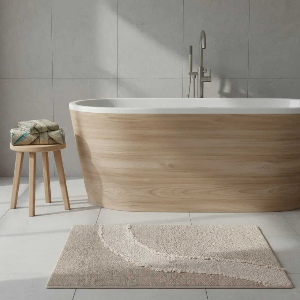 Tappeto Bagno Ankara sabbia Carrara 50x80: Morbidezza Effetto Spa