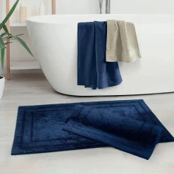 Tappeto Bagno 100% Cotone Gabel Atmosfera 70x140 Blu Navy