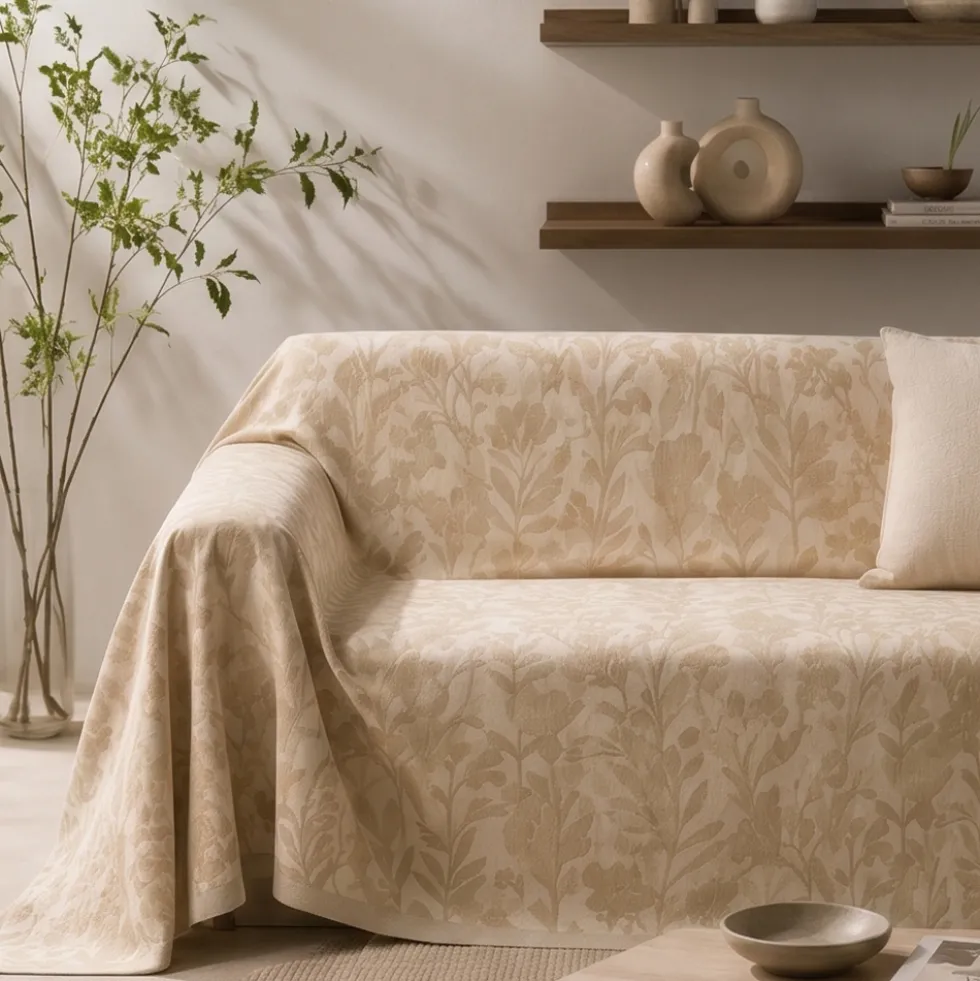 Telo arredo cotone GABEL Floresta sabbia singolo e matrimoniale