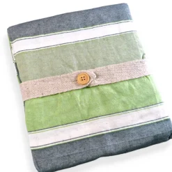 Telo arredo in cotone riciclato copritutto Duna righe verde