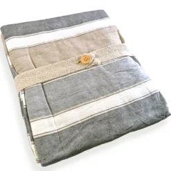 Telo arredo in cotone riciclato copritutto Duna righe grigio