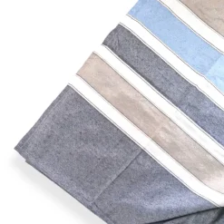 Telo arredo in cotone riciclato copritutto Duna righe azzurro
