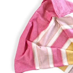 Telo arredo in cotone riciclato copritutto Duna righe rosa