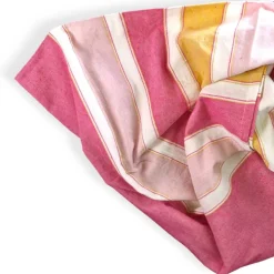 Telo arredo in cotone riciclato copritutto Duna righe rosa