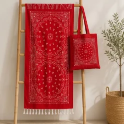 Telo Mare Fouta Leggero con Borsa Coordinata rosso