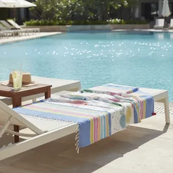 Telo Mare in Cotone Fouta spiaggia con Frange 100x200 cm Pesci Impronte