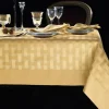 Tovaglia fiandra di cotone PIAZZA PITTI 150x220 8 tovaglioli oro INTRECCIO