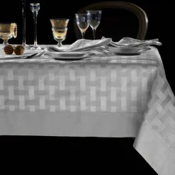 Tovaglia fiandra 12 tovaglioli grigio INTRECCIO 180x280 cm
