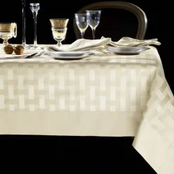 Tovaglia PIAZZA PITTI 150x180 cm in fiandra con 6 tovaglioli beige INTRECCIO