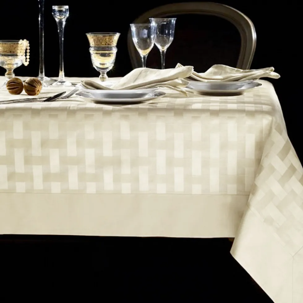 Tovaglia PIAZZA PITTI 150x180 cm in fiandra con 6 tovaglioli beige INTRECCIO