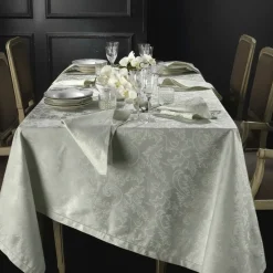 Tovaglia PIAZZA PITTI 180x280 cm in fiandra con 12 tovaglioli grigio perla Manuela