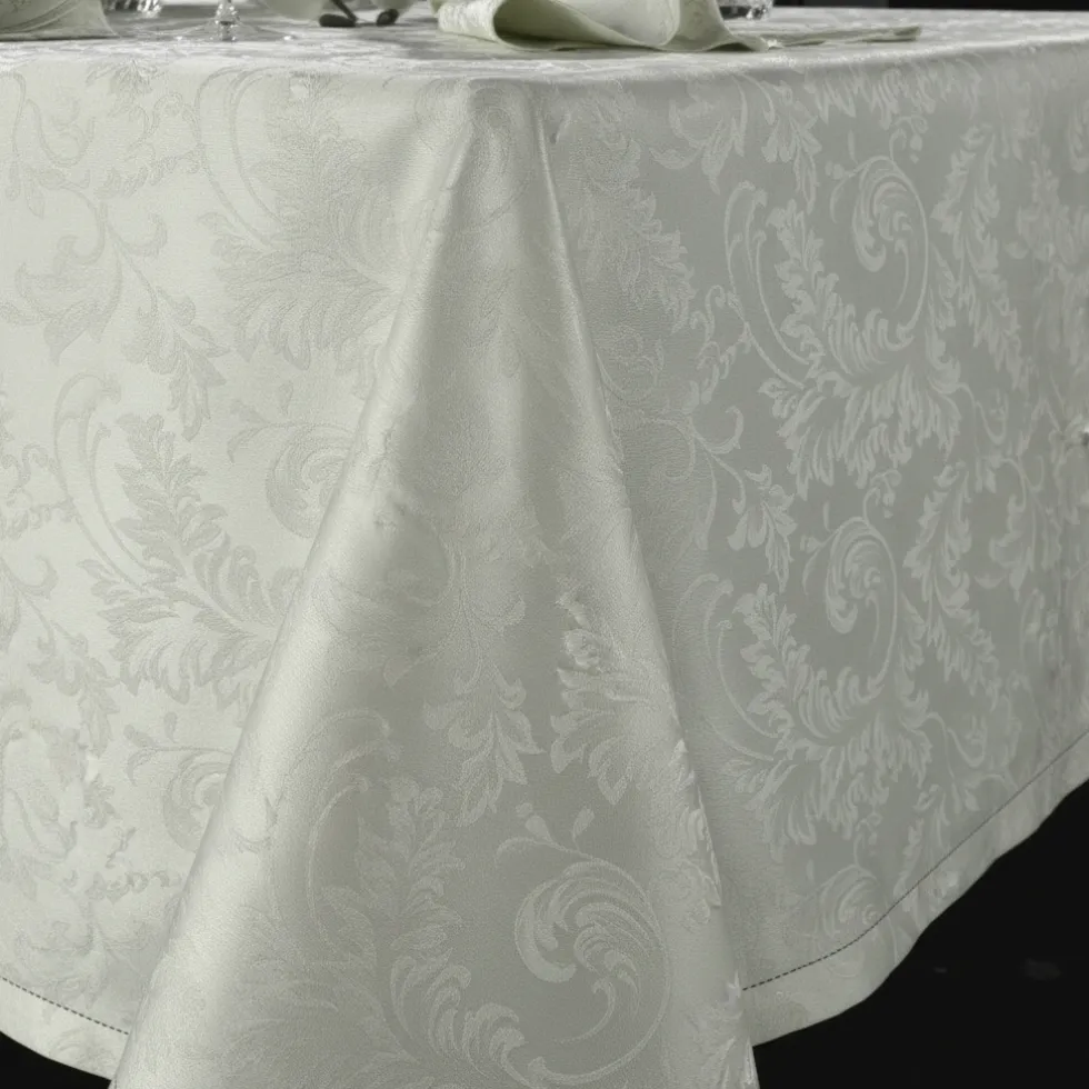 Tovaglia PIAZZA PITTI 150x180 cm in fiandra con 6 tovaglioli grigio perla Manuela