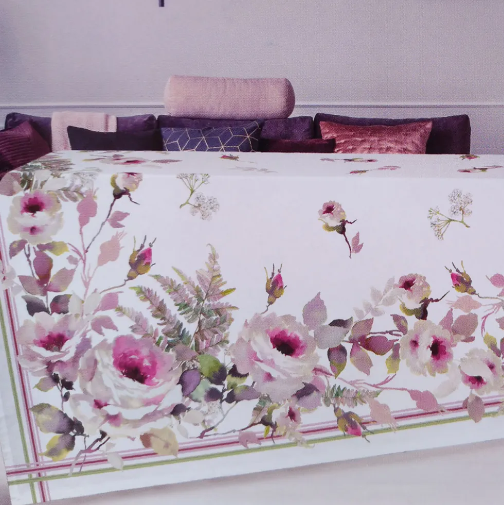 Tovaglia rettangolare 6 persone 145x190 cm TAG HOUSE - ROSETO floreale