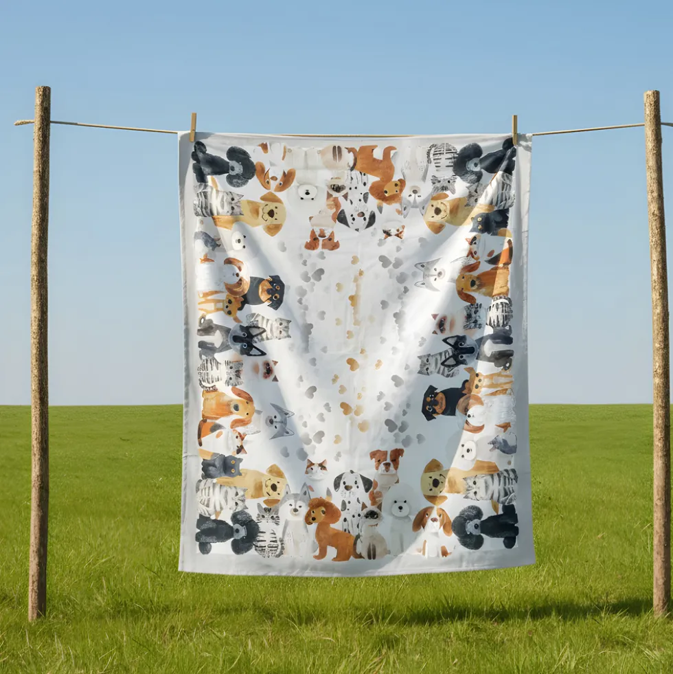 Tovaglia rettangolare 150x180 cm 100% cotone Amici cani e gatti