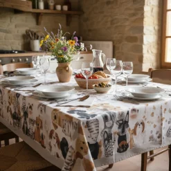 Tovaglia rettangolare 150x180 cm 100% cotone Amici cani e gatti
