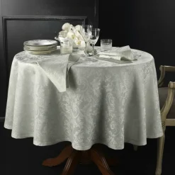 Tovaglia rotonda PIAZZA PITTI Ø 180 cm fiandra con 8 tovaglioli grigio Manuela