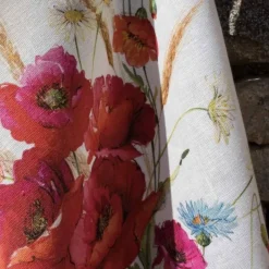 Tovaglia TESSITURA TOSCANA TELERIE Puro Lino COQUELICOT