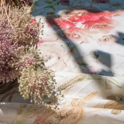 Tovaglia TESSITURA TOSCANA TELERIE Puro Lino COQUELICOT