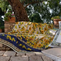 Tovaglia Tessitura Toscana Telerie puro lino ETRUSCAN GARDEN blu