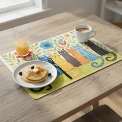 Tovaglietta Colazione Gatti Funny Impermeabile e Antimacchia