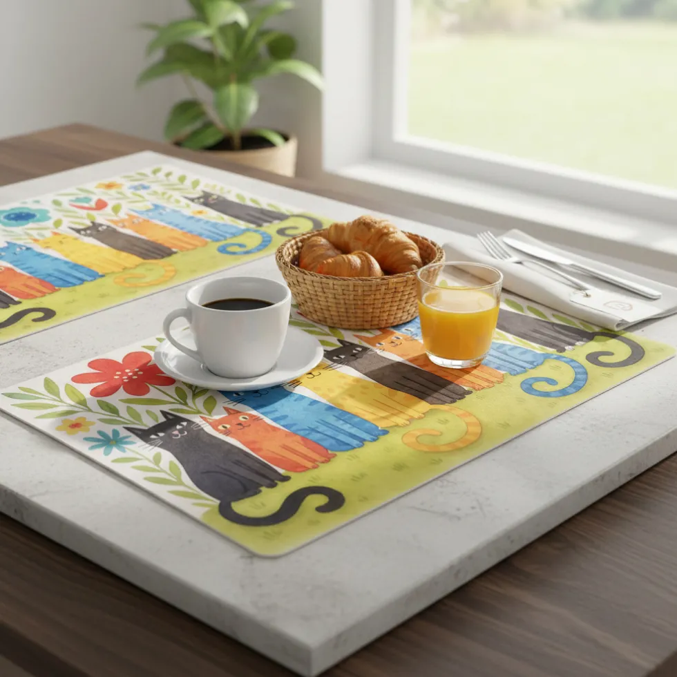 Tovaglietta Colazione Gatti Funny Impermeabile e Antimacchia