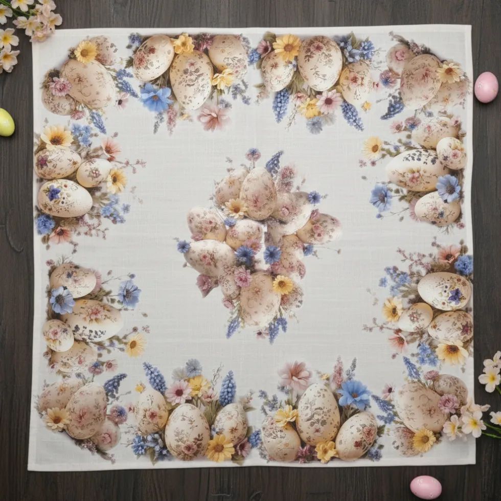 Tovaglietta quadrata Pasquale centrotavola 100% cotone 93x93 Flowery