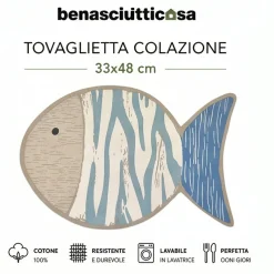 Tovaglietta Sagomata in Cotone Celadon Wave | Design 33x48 cm