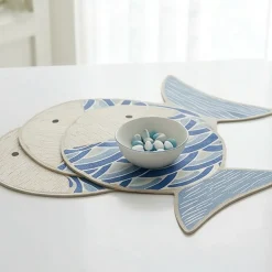 Tovaglietta Sagomata in Cotone Celadon Wave | Design 33x48 cm