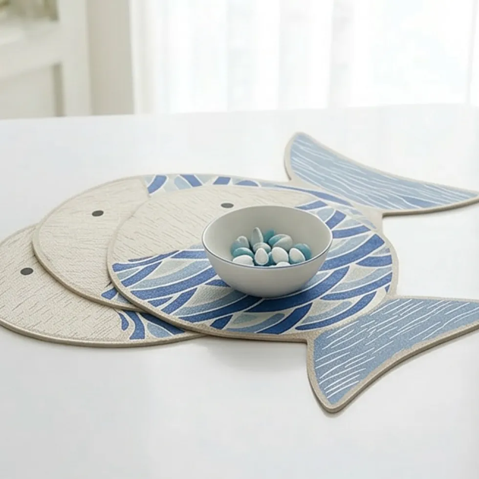 Tovaglietta Sagomata in Cotone Celadon Wave | Design 33x48 cm