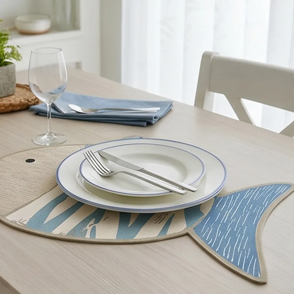 Tovaglietta Sagomata in Cotone Celadon Wave | Design 33x48 cm