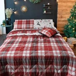 Trapunta invernale in cotone singolo Deer tartan scozzese rosso