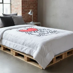 Trapunta invernale piumone singolo in cotone KEITH HARING Heart bianco