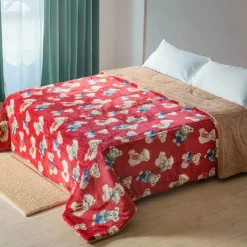Trapunta Invernale Teddy Snow Orsetti Rossa 170x250 cm