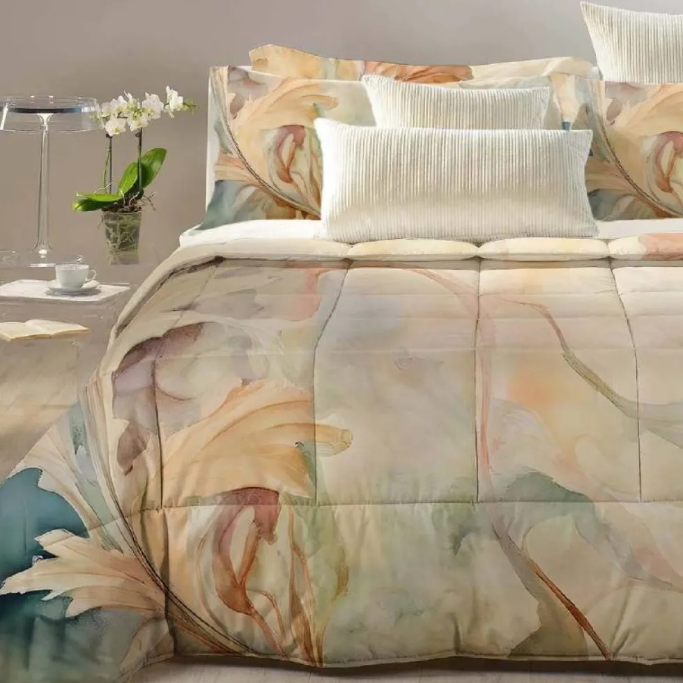 Trapunta matrimoniale SOLIN piumone invernale effetto raso beige