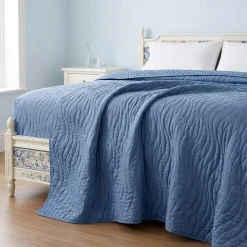 Trapuntino matrimoniale Mezza Stagione Sunny Wave Ultra Light blu