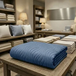 Trapuntino matrimoniale Mezza Stagione Sunny Wave Ultra Light blu