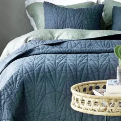 Trapuntino singolo 170x260 Boutis Malawi bluette ricamato