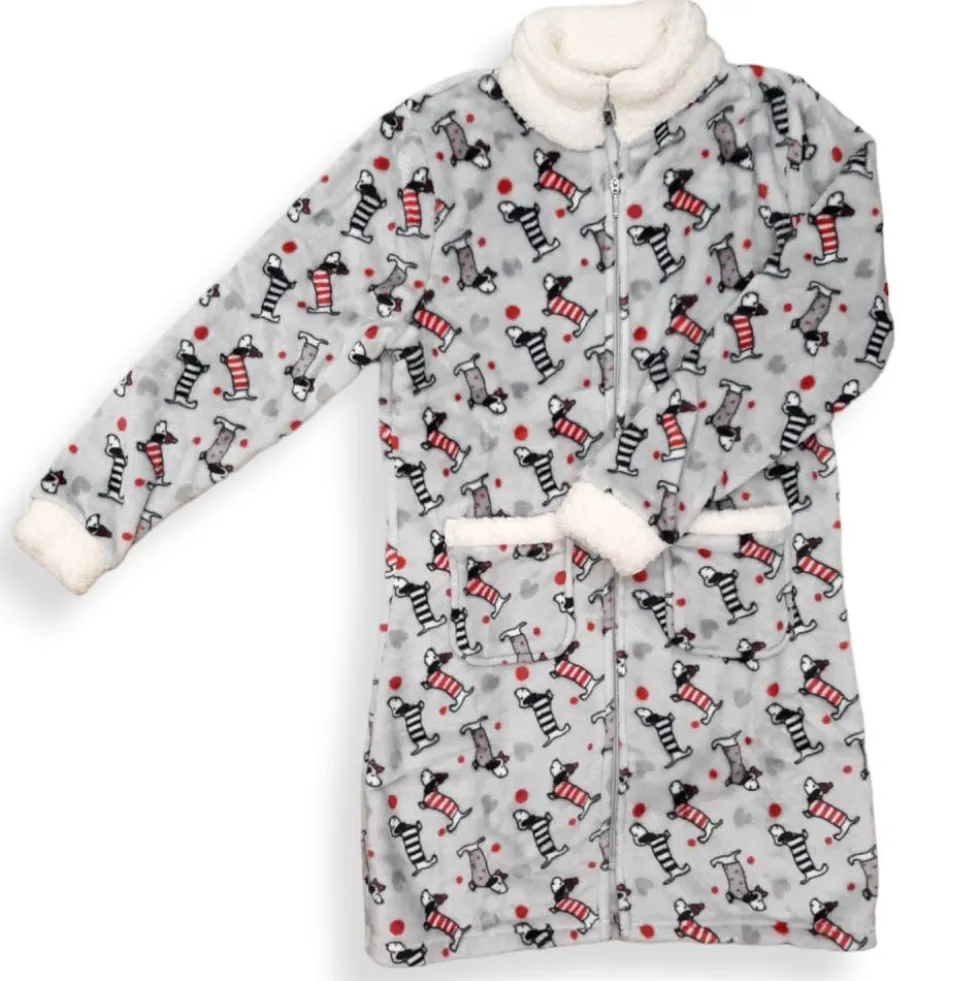 Vestaglia con zip in pile Super Soft Buffy cagnolini mano morbida