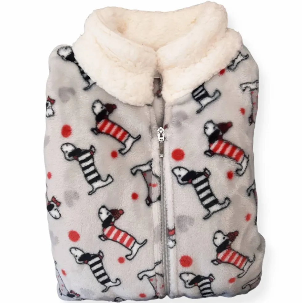 Vestaglia con zip in pile Super Soft Buffy cagnolini mano morbida