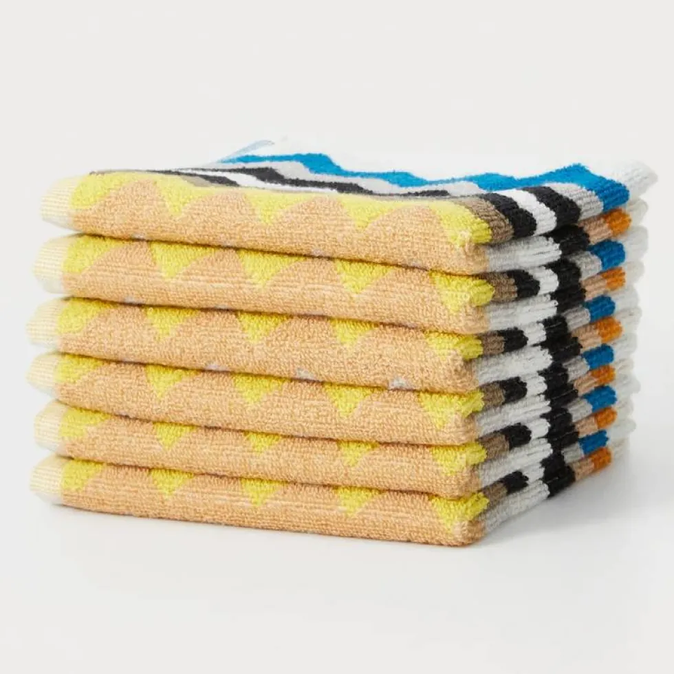 6x Lavette in spugna 30x30 MISSONI HOME BEST 160 chevron giallo-blu