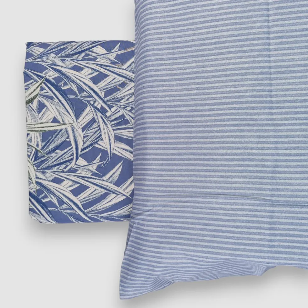Zucchi copripiumini Matrimoniali 100% Cotone Ciuffetto 4 Federe blu
