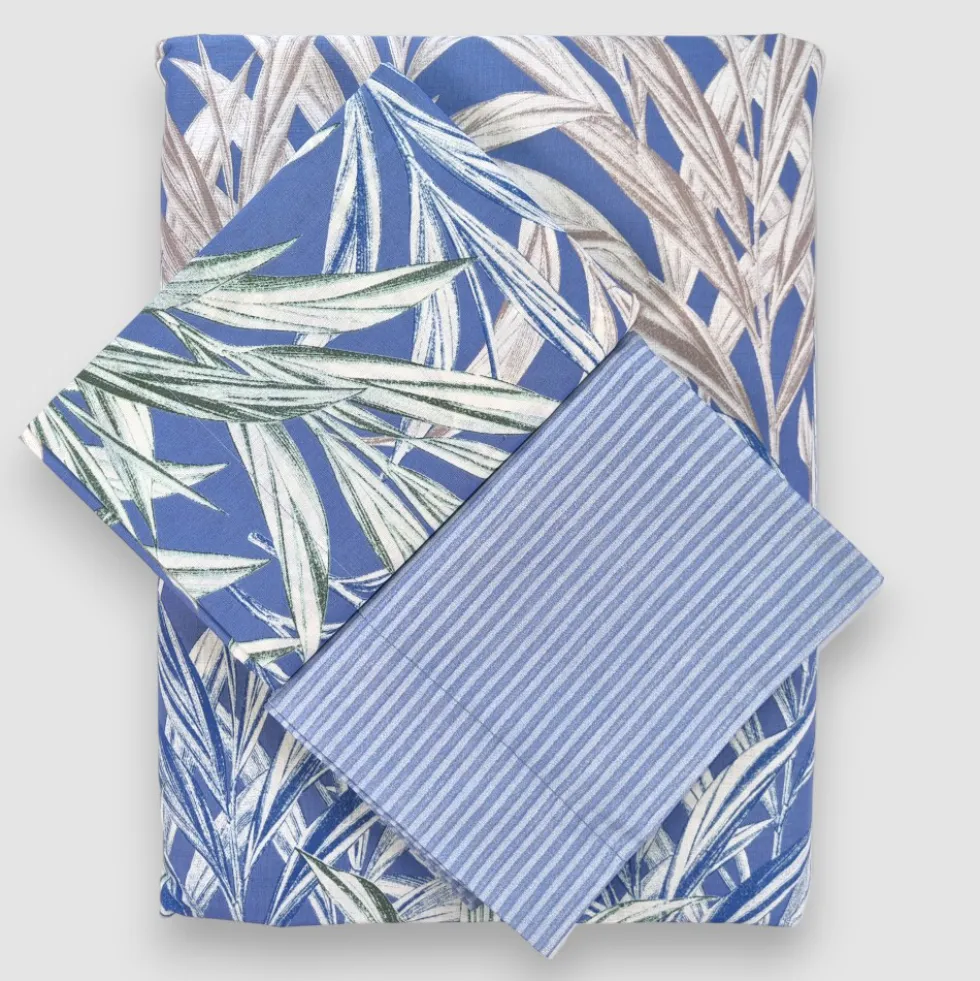 Zucchi copripiumini Matrimoniali 100% Cotone Ciuffetto 4 Federe blu