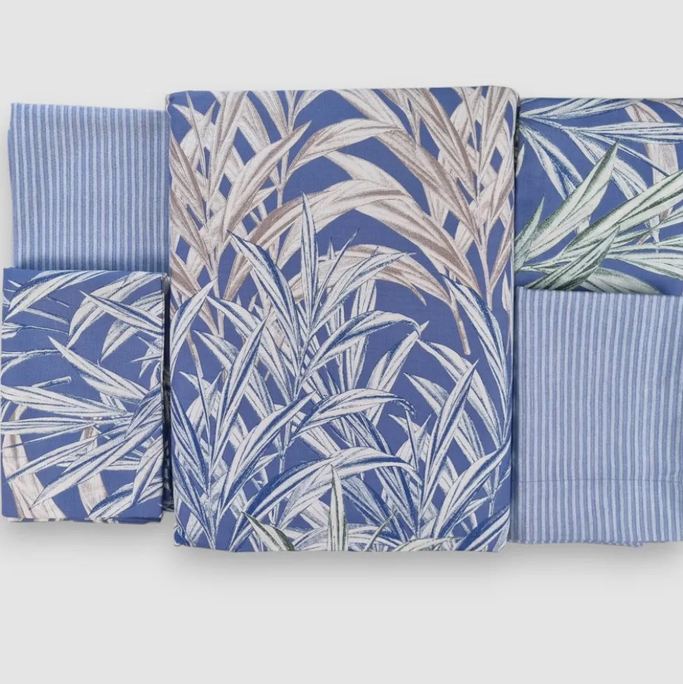 Zucchi copripiumini Matrimoniali 100% Cotone Ciuffetto 4 Federe blu